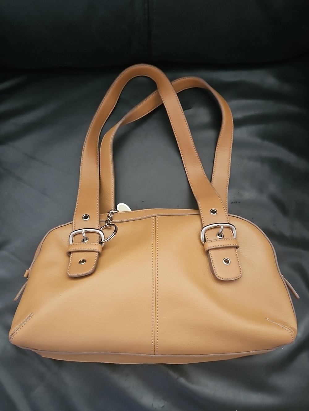 Nine&Co Y2K 90's Classic Tan 100% Leather Shoulder Bag Women's Everyday Satchel